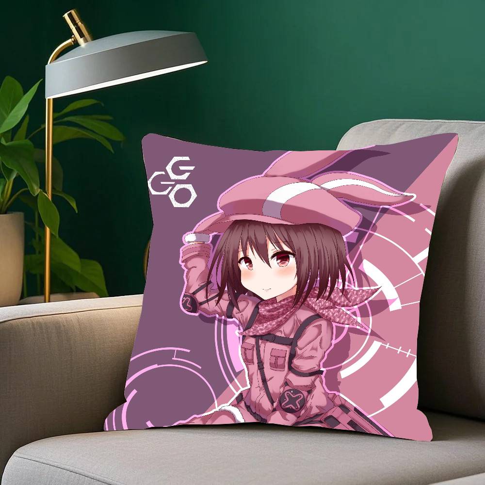

Gun G-Gale Online Anime Pillow Case Home Decor Throw For Sofa Bed Car Room Decor Gift Idea 12x12Inch