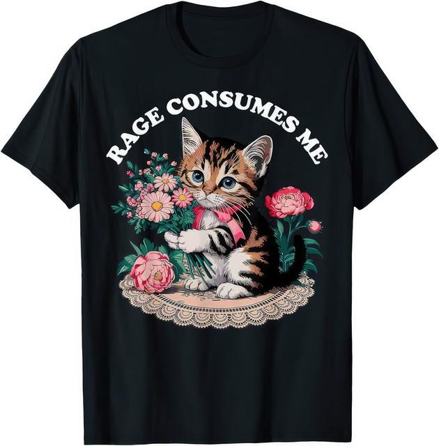 Cat Rage Consumes Me Funny Angry Cat Meme Graphic Unisex T Shirt XXXXL