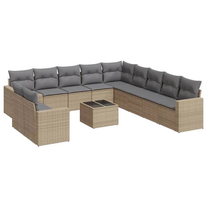 VidaXL Garden Lounge Set with 12 Pcs Cushions, Sofas with Adjustable Feet, Outdoor Furniture Set Patio Terrace, 3218628