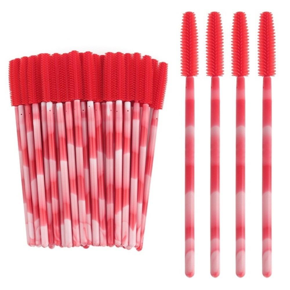 50Pcs Disposable Eyelash Brushes Makeup Tools Silicone Eyelash Makeup Brush Microbrush Rainbow Color Mascara Wand Applicator