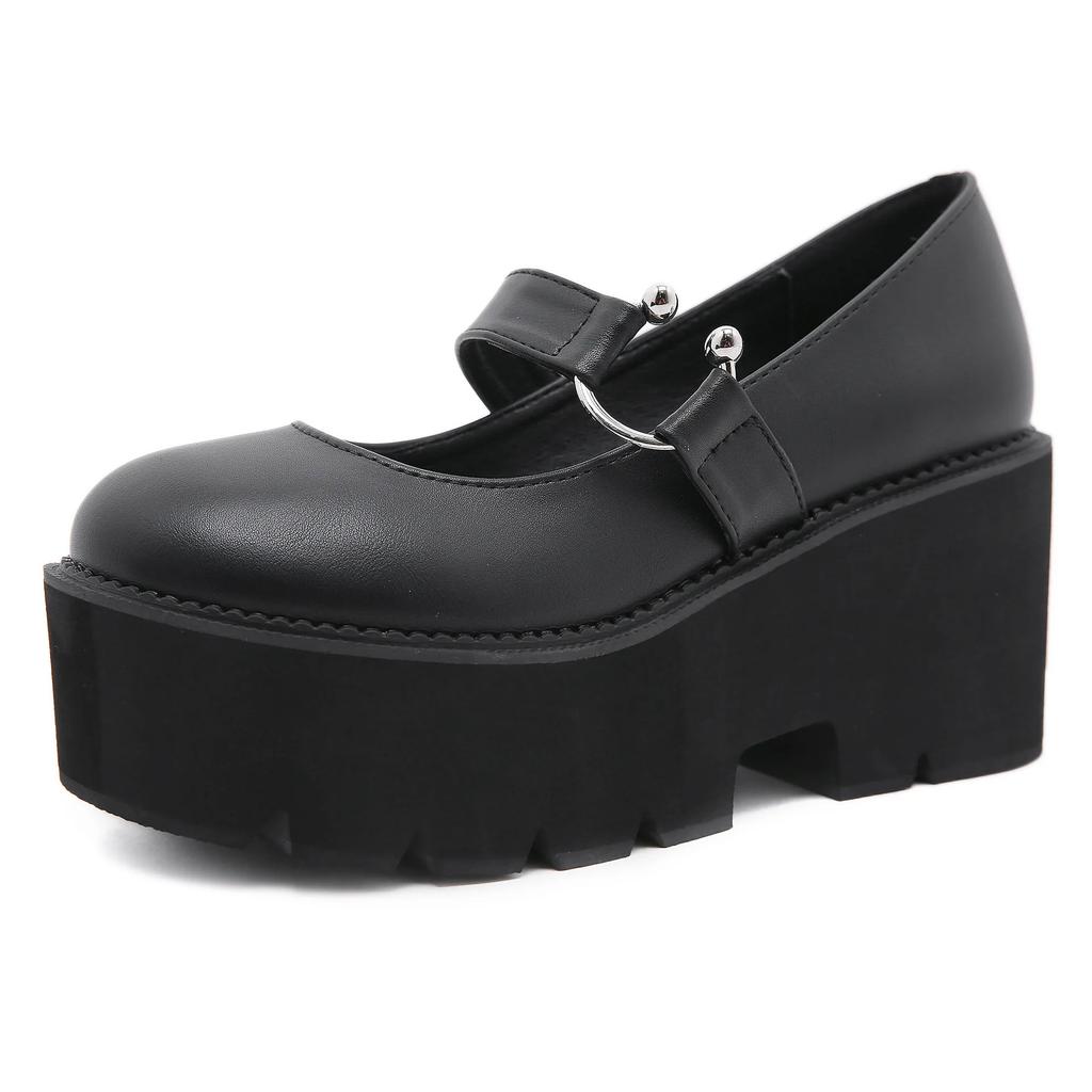 Fashion Lovely Darkness Cosplay Womens Lolita Shoes Halloween Gift Heart Shape Punk Gothic Style European Platform Shoes Footwear