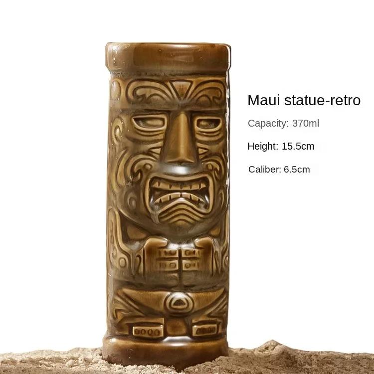 60er Typ Hawaiianische Tiki-Tasse Keramik-Cocktailgläser Bar Weinglas Dekorationen Ornamente Gläser für Getränke Personalisiertes Geschenk