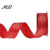 Fabric Ribbon for Party Decor Christmas Ribbon, Glitter Star & Tree Decorative Red Handmade Floral Arrangement Green Holiday Gift Wrapping,
