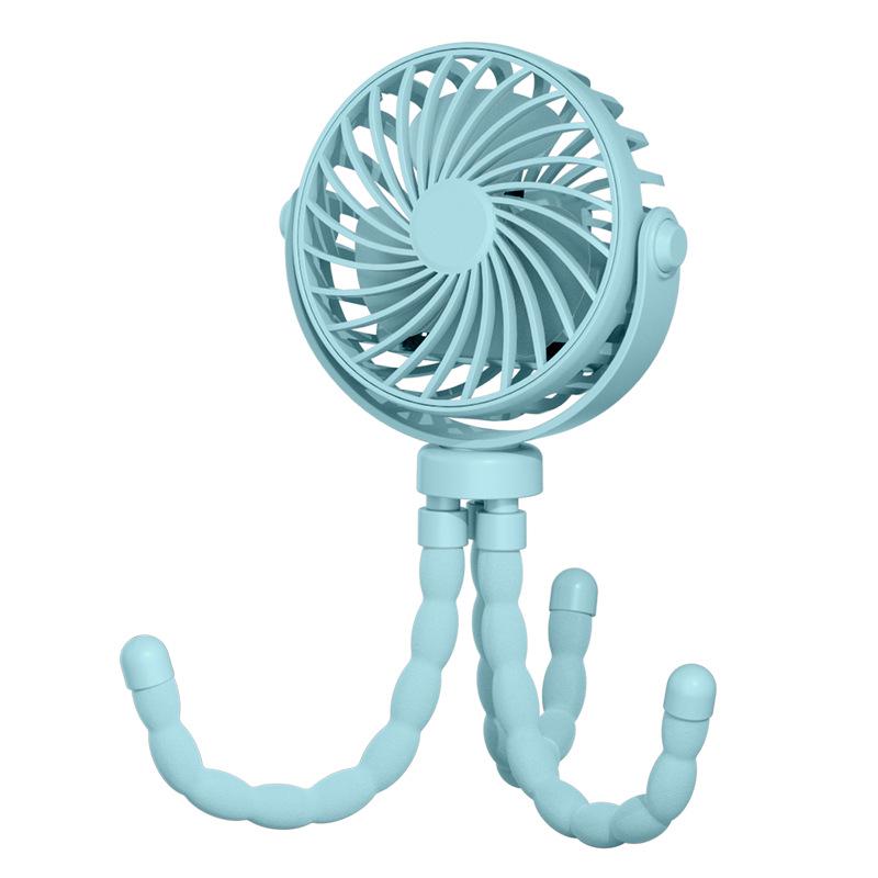Portable Silent Mini Stroller Fan with USB Charging and Light