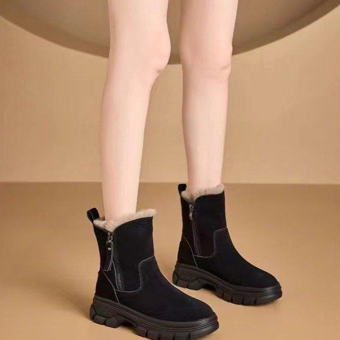 Thick-soled Snow Boots Winter Piled and Thickened  New Northeast Cotton Shoes Heightened Warm Boots
