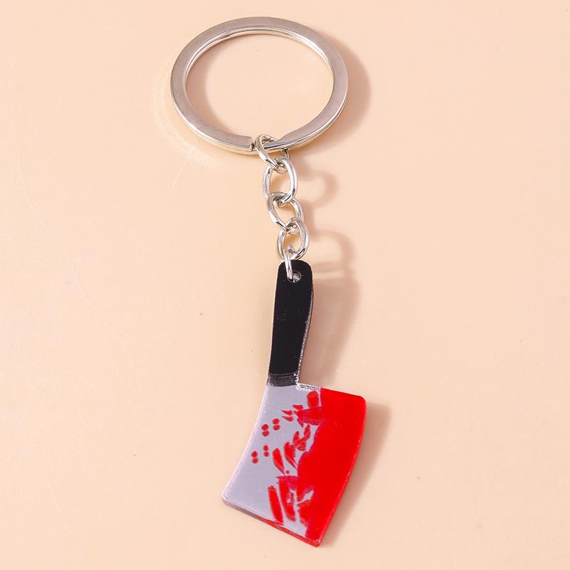 Bloody Resin Saw Knife Keychain Halloween Key Ring Pendants for Car Key Holder DIY Key Chain Jewelry Gift