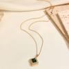 Gold-Plated Retro Emerald Zirconia Necklace for Women - Luxurious & Versatile Clavicle Chain
