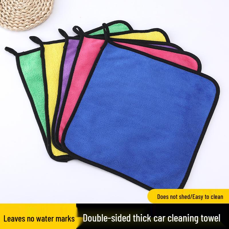 Double-Sided Coral Fleece Car Towel - Thick, No-Marks Cleaning Cloth for Cars & Kitchen