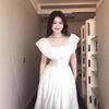 One-neck Waist Dress Women Slim Skin-covered Small Fresh Long Skirt With Ruffles Fashionable Temperament Commuting