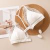 Front buckle triangular cup small chest gathered without steel ring lace bra