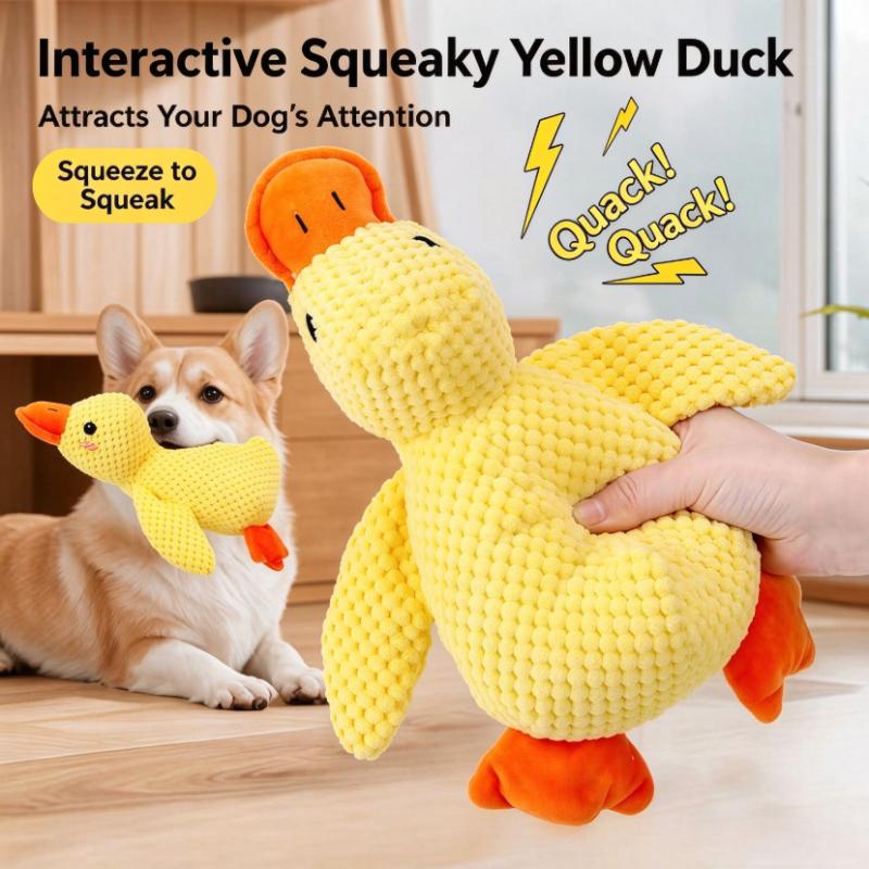 Dog Plush Toy Yellow Duck Molar Chew Toy Bite Resistant Puppy Self Play Relieve Boredom Interactive Pet Toy for Small Dogs