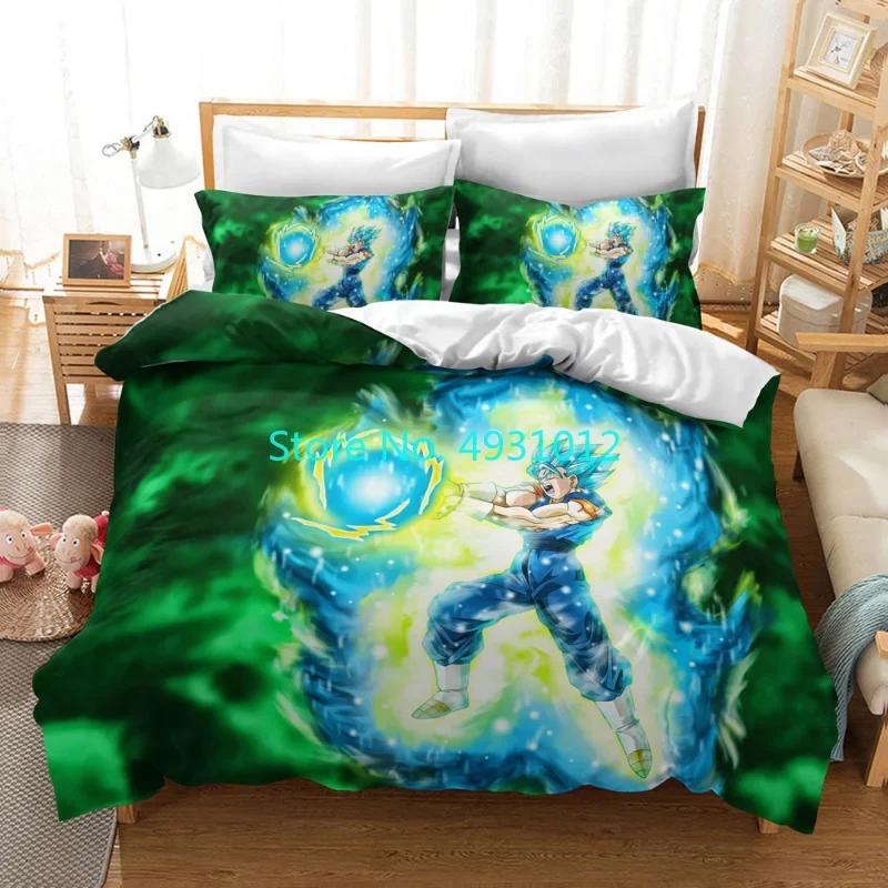 Cool Super Dragon Ball Z Son-Goku Anime Japanese Bedding Set Pillowcase Bedclothes 3D Print Kids Boy Quilt Duvet Cover Gift