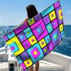 Neon Squares Beach Towel Ultra-fine Fiber Quick Drying Absorbent Beach Swimming Vacationvacation Essentials Gifts
