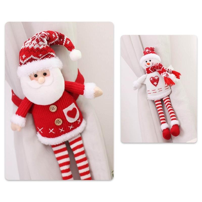 Christmas Curtain Buckle Holiday Party Window Decorations Cartoon Curtain Tieback Holder for Living Room Bedroom Decor