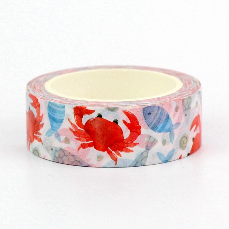 NEW 1PC 10M Decor Kawaii Marine Animals Crabs Starfish Washi Tape Set for Scrapbooking Journaling Masking Tape Cute Stationery