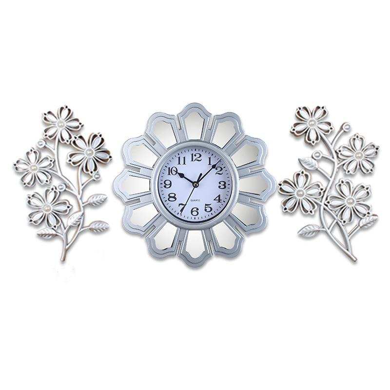 

Новый набор из трех часов, Настенные часы для гостиной, Часы в стиле легкой роскоши, Бесшумные домашние настенные часы, Подвеска для прихожей, Китайский стиль silver [25cm set] three-piece set