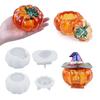 DIY Halloween Pumpkin Storage Jar Box Silicone Mold with Lid Crystal Epoxy Resin Mirror Gypsum Mold Home Decor Gifts