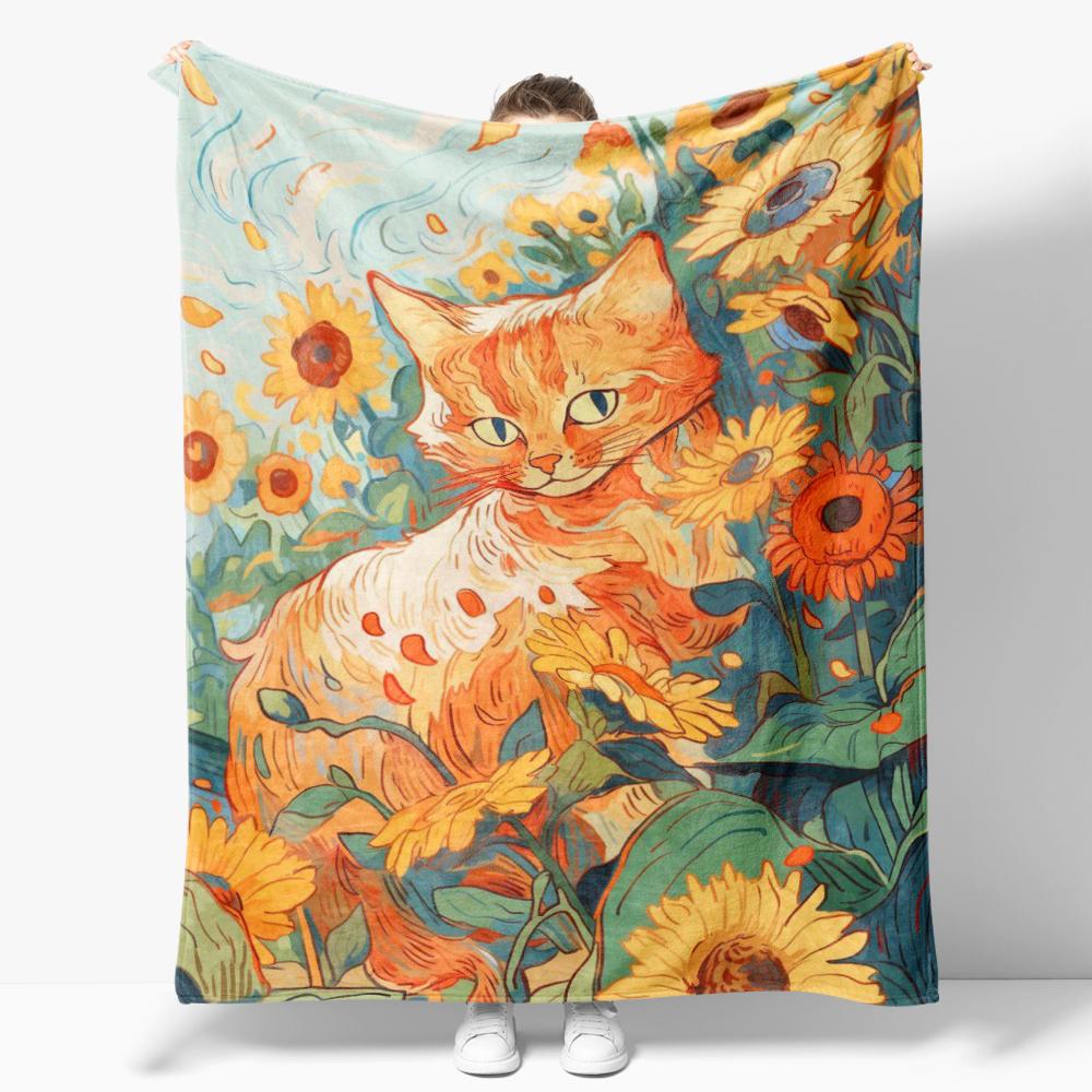 The Starry Night Throw Blanket Art Oil Painting Style Soft Cozy Blankets Soft Warm Flannel Blanket for Bed Room Home Sofa