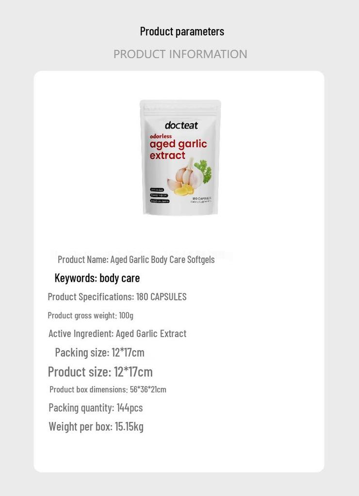 Aged Garlic Softgels for Daily Body Nutrition Support
