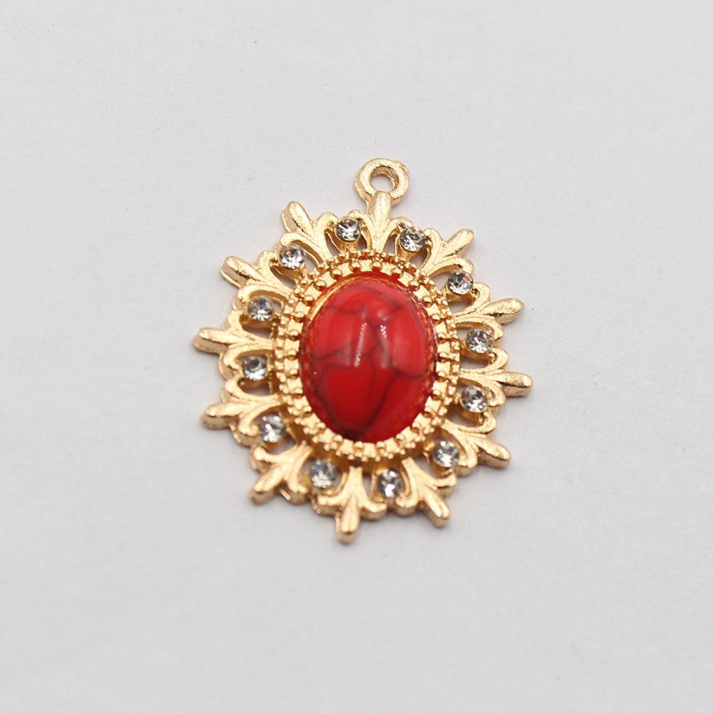 Factory direct sales of 8 pieces of 23 * 32mm oval flat bottomed turquoise pendant, suitable for DIY clothing necklace pendants