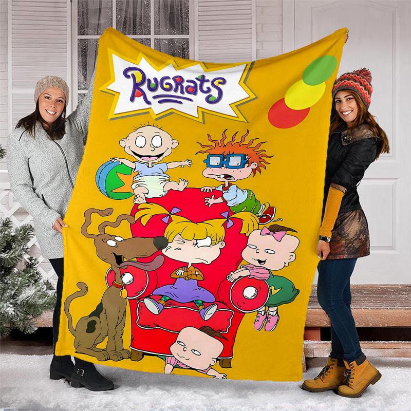 1pc Rugrats In Paris3 Theme Blanket - Digital Print, Polyester, Cozy for All Seasons, Perfect for Outdoor, Camping, and Travel