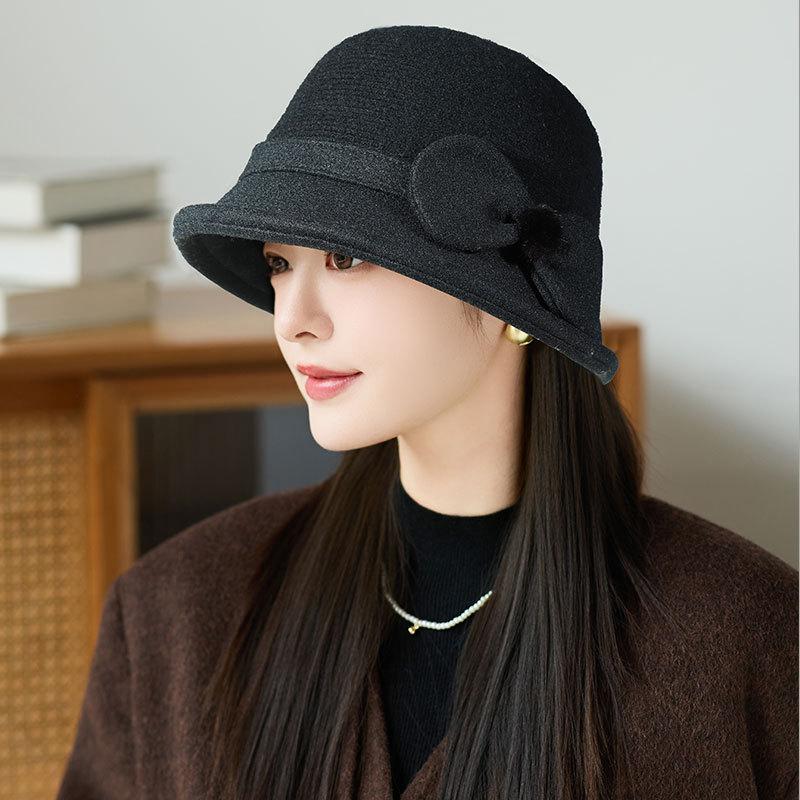 Mode Wolle Retro Fischerhut Herbst und Winter Damen Warmer Plüsch Beckenhut