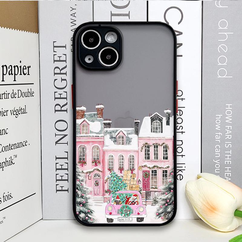 Rural Building Snow Scenery Christmas Phone Case for Samsung Galaxy S25 Ultra S25+ S24 S23 Ultra S22 Plus S21 FE S20 Hard Cover