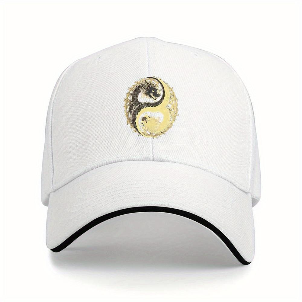 Yin Yang Dragon Graphic Baseball Cap Unisex Lightweight Polyester Outdoor Adjustable Hat