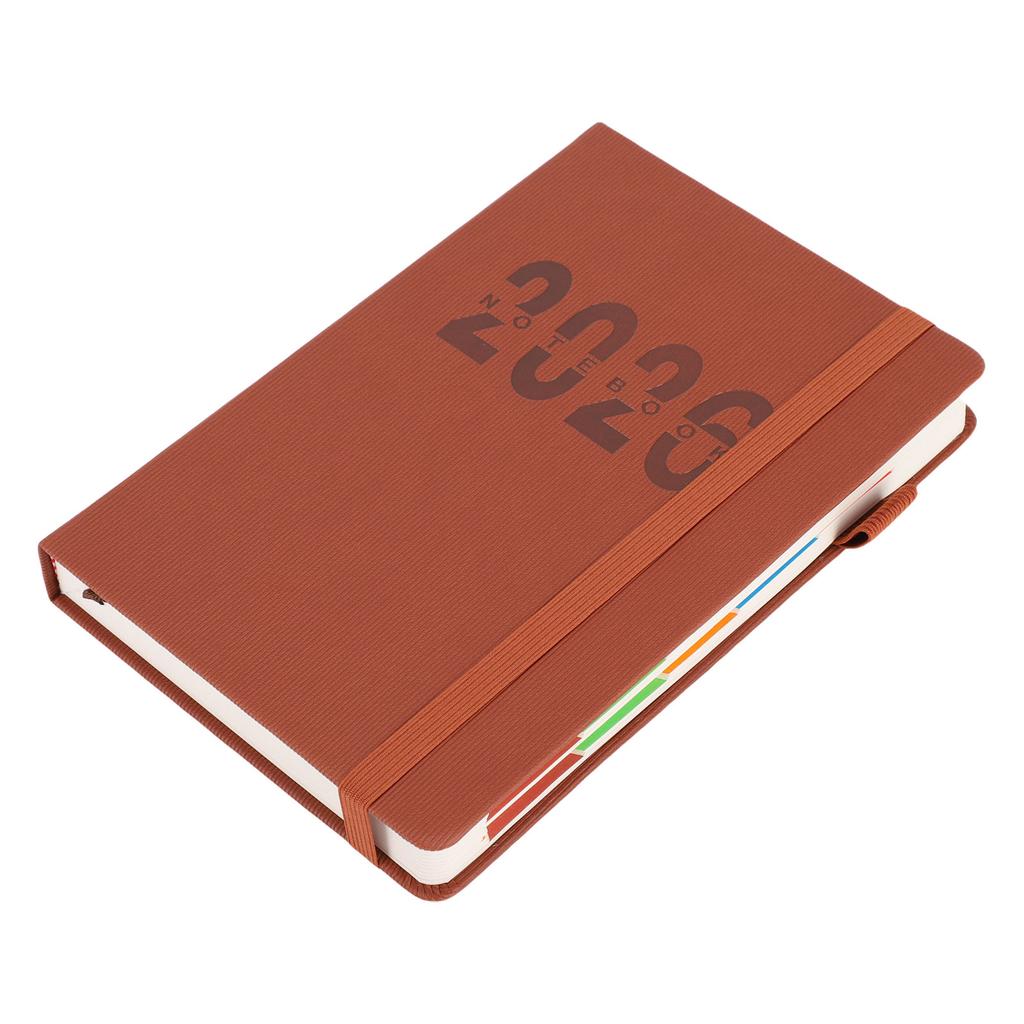 2026 Daily Planner 5.71x8.46in 200 Sheets 180 Degree Opening PU Leather Cover Hourly Appointment Book with Elastic Band