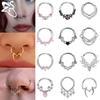 ZS 1 PC 16G Stainless Steel Nose Rings Cubic Zircon Septum Piercing Rose Snake Shape Ear Stud Helix Cartilage Piercings Jewelry