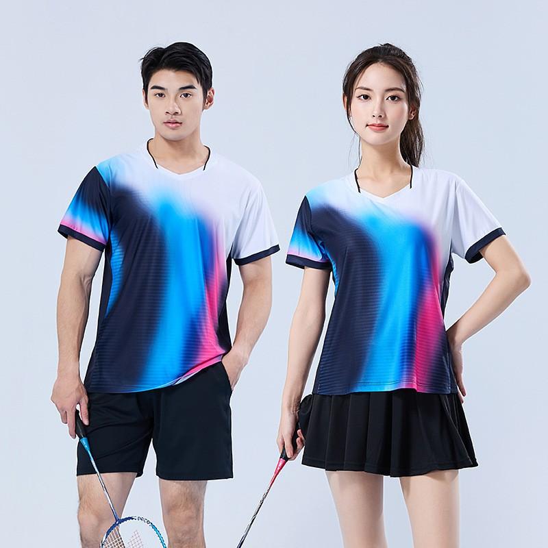 Quick-Dry Breathable Badminton Sport Set Men Women Training Outfit With Abstract Print