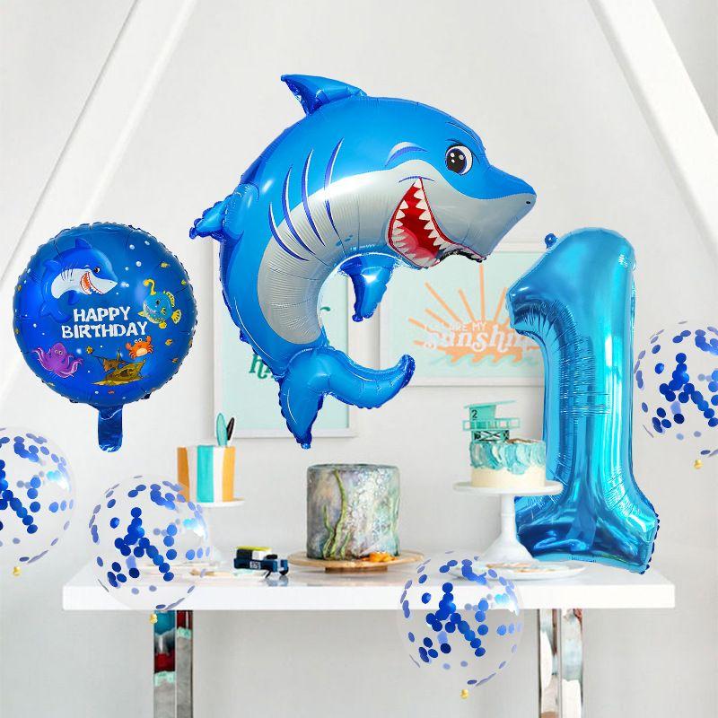 Ocean Theme Balloon Set Kids Birthday Number Balloon Decor