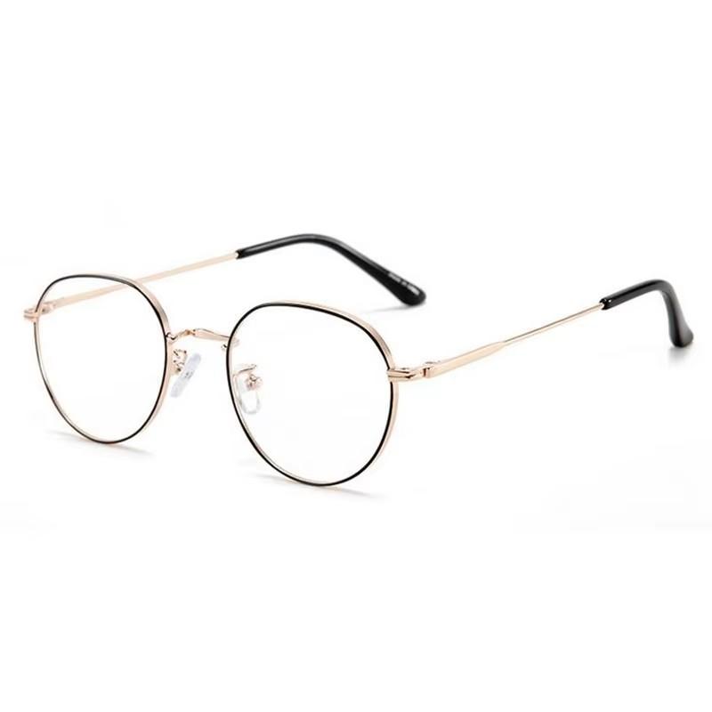 Metal Anti Blue Ray Polygon Myopic Eyeglasses Finished for Women Men Metal Student Prescription Lens Eyeglasses 0 -0.5 -0.75 To -4.0