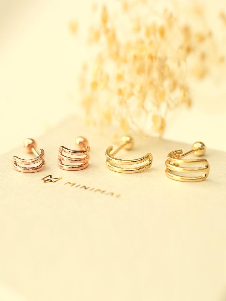 Minimalpiercing 14K Double Or Triple Ring Piercing Earrings S, M
