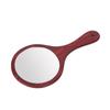 Vintage Handheld Mirror Wooden Handle Hanging Hole Makeup Hairdressing Mirror for Household Red