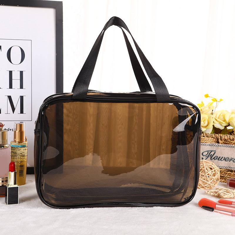 1 Stück doppelstöckiger Kosmetik-Organizer mit großer Kapazität, tragbare Reise-Waschtasche für Damen, transparente wasserdichte Make-up-Tasche