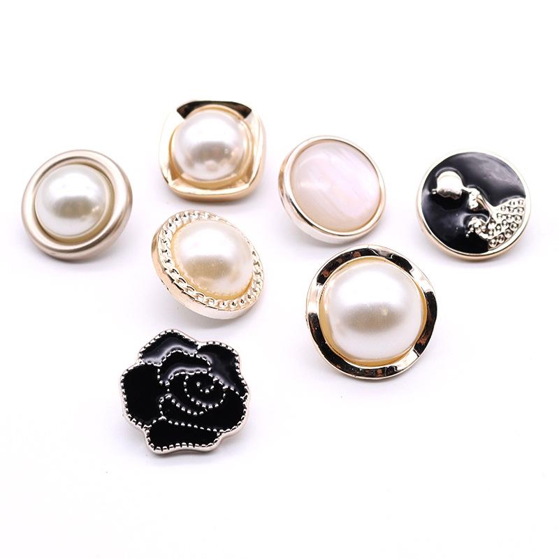 High-End Pearl Plastic Buttons, Women'S Clothes Coat Coat Buttons, Versatile Oil Round Decorative Buttons