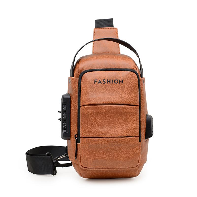 Men's Chest Bag Large Capacity Anti-theft Shoulder Bag USB Crossbody Bag