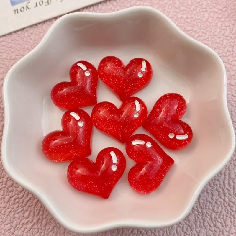 10 stuks Nieuwe Leuke Cartoon Valentijnsdag Rode Hart Serie Platte Achterkant Ornament Sieraden Strikken Accessoires