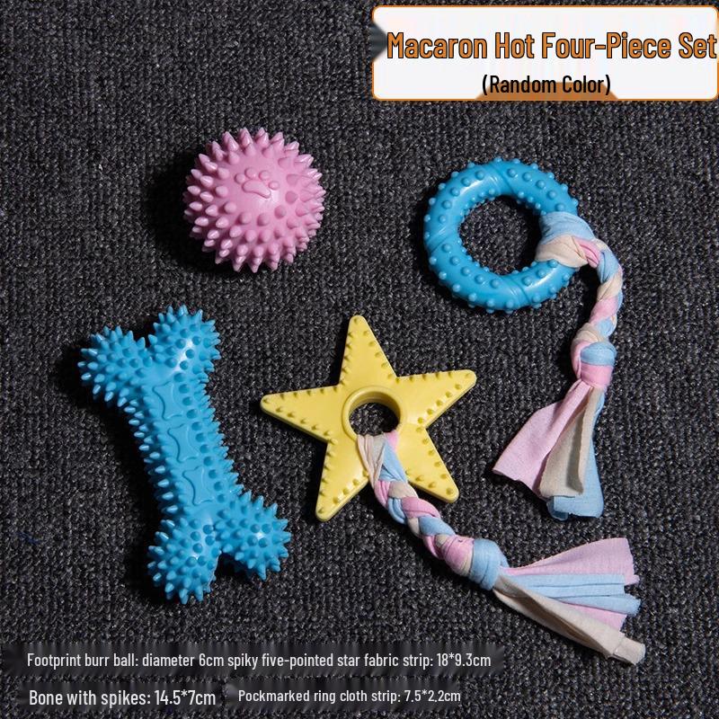 

Набор прорезывателей и жевательных игрушек для щенков - Устойчивый к укусам резиновый мячик и тизер в форме косточки