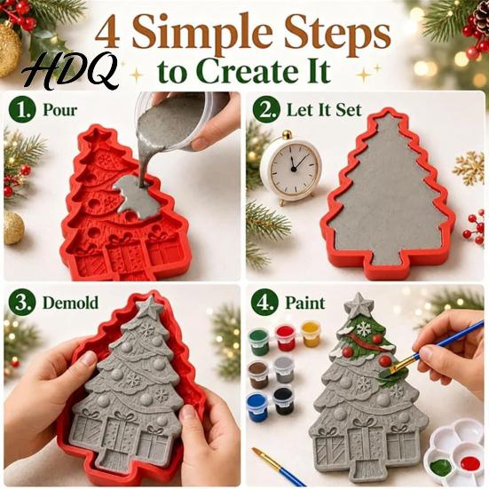 Customized Hanging Ornaments Christmas Tree Mold Craft Kit DIY Casting Painting Kit with Paints Palette And Home Decor Projects Brush Paint Your Own