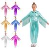 Girls Jazz Costume Turn Down Collar Long Sleeve Zipper Tassels Metallic Jacket & Shiny Pants for Hip Hop Dance