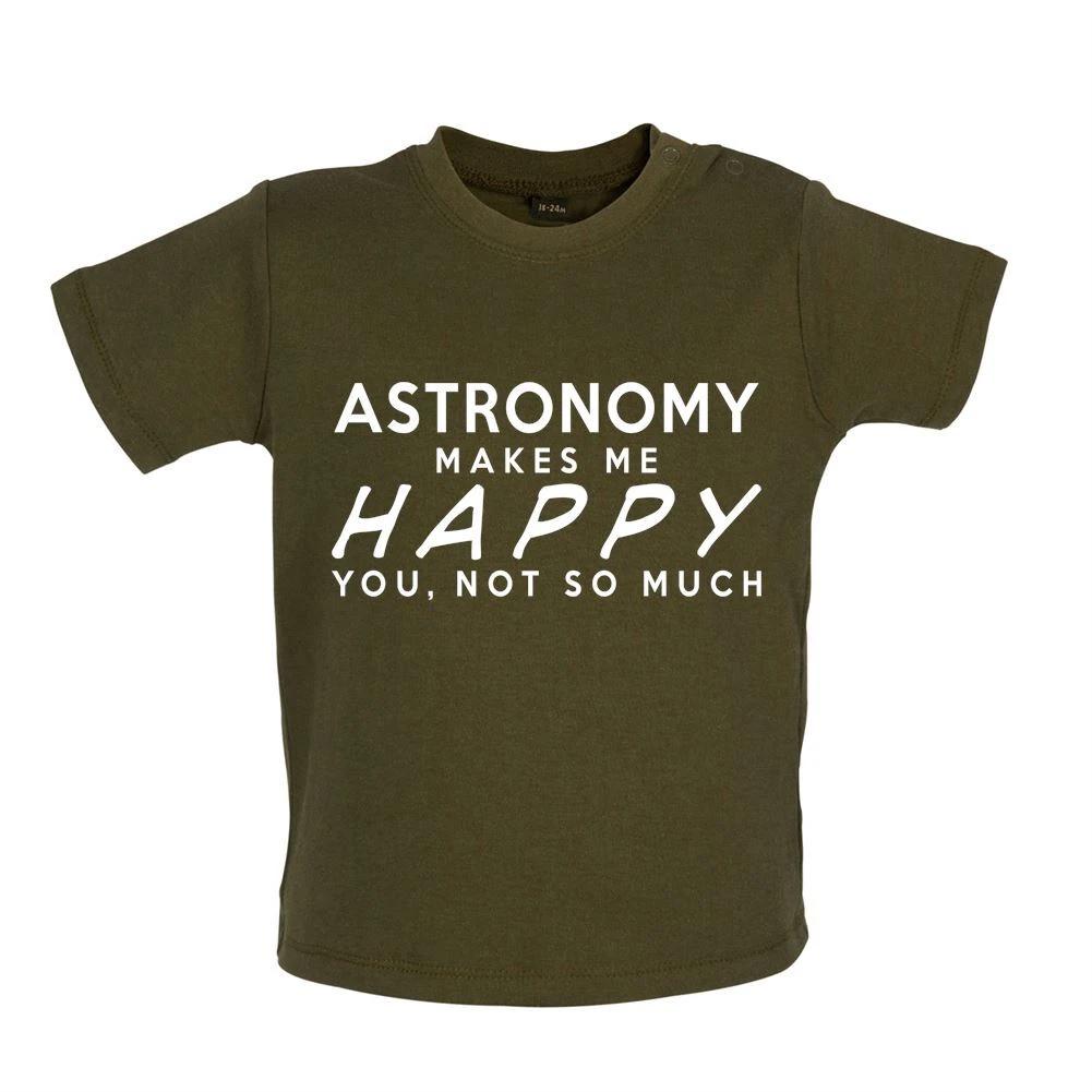 Astronomy Makes Me Happy - Baby Kids Boys Girls Unisex T-Shirt / Babygrow - Science Stars Space Funny 100