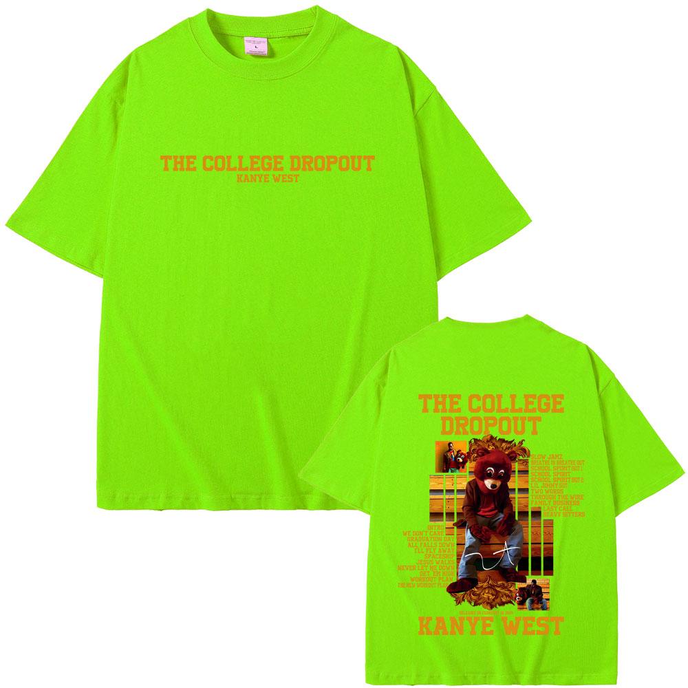 

Rapper Kanye West The College Dropout Bear Graphic T-shirt Men Women Hip Hop Pop Music T Shirts Casual Cotton Vintage T-shirts 3XL