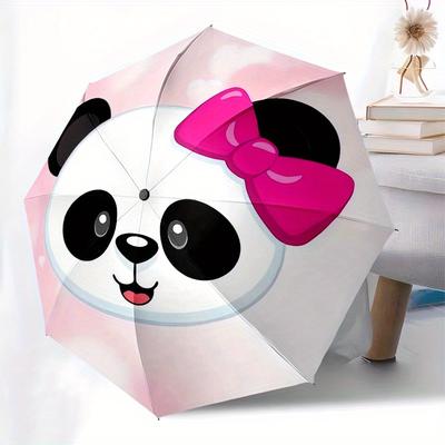 1pc Panda Bow Themed High-quality Umbrella,Automatic Opening and Closing Umbrella,Multi-functional Umbrella G0811252