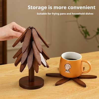 Tree Coasters Wooden Tree Shape Trivet Set Anti Scalding Cookware Coaster Home Decor Tools for Hot Dishes Pot Bowl Teapot Pans