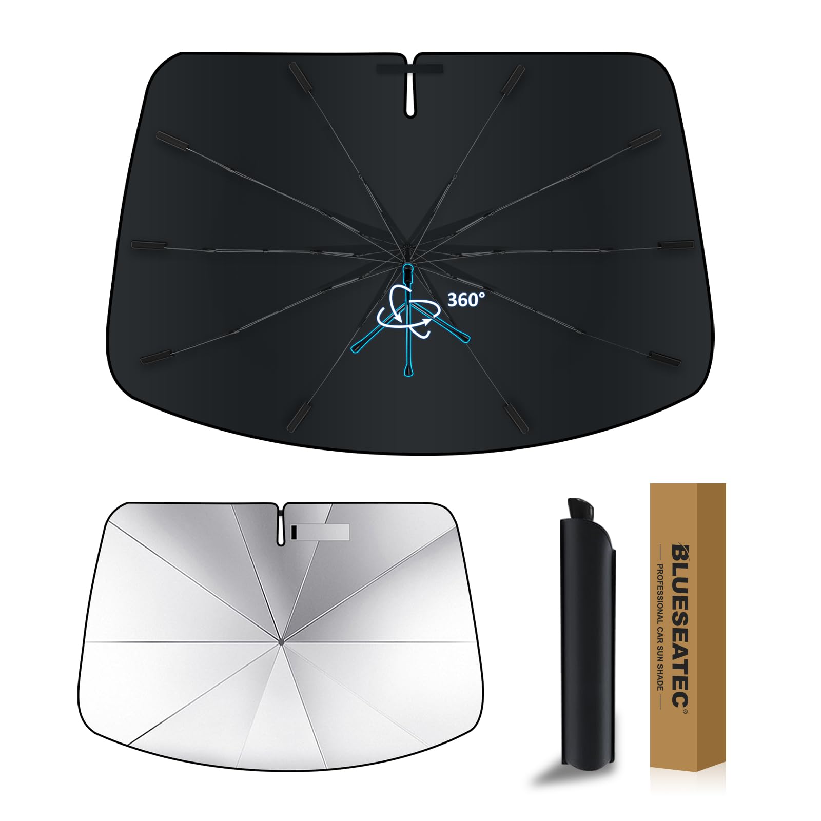 

Reinforced Rotating Windshield Sunshade for Toyota Yaris Cross UV Flexible Umbrella Light Easy Installation and Car Includes Storage [2025 Edition]