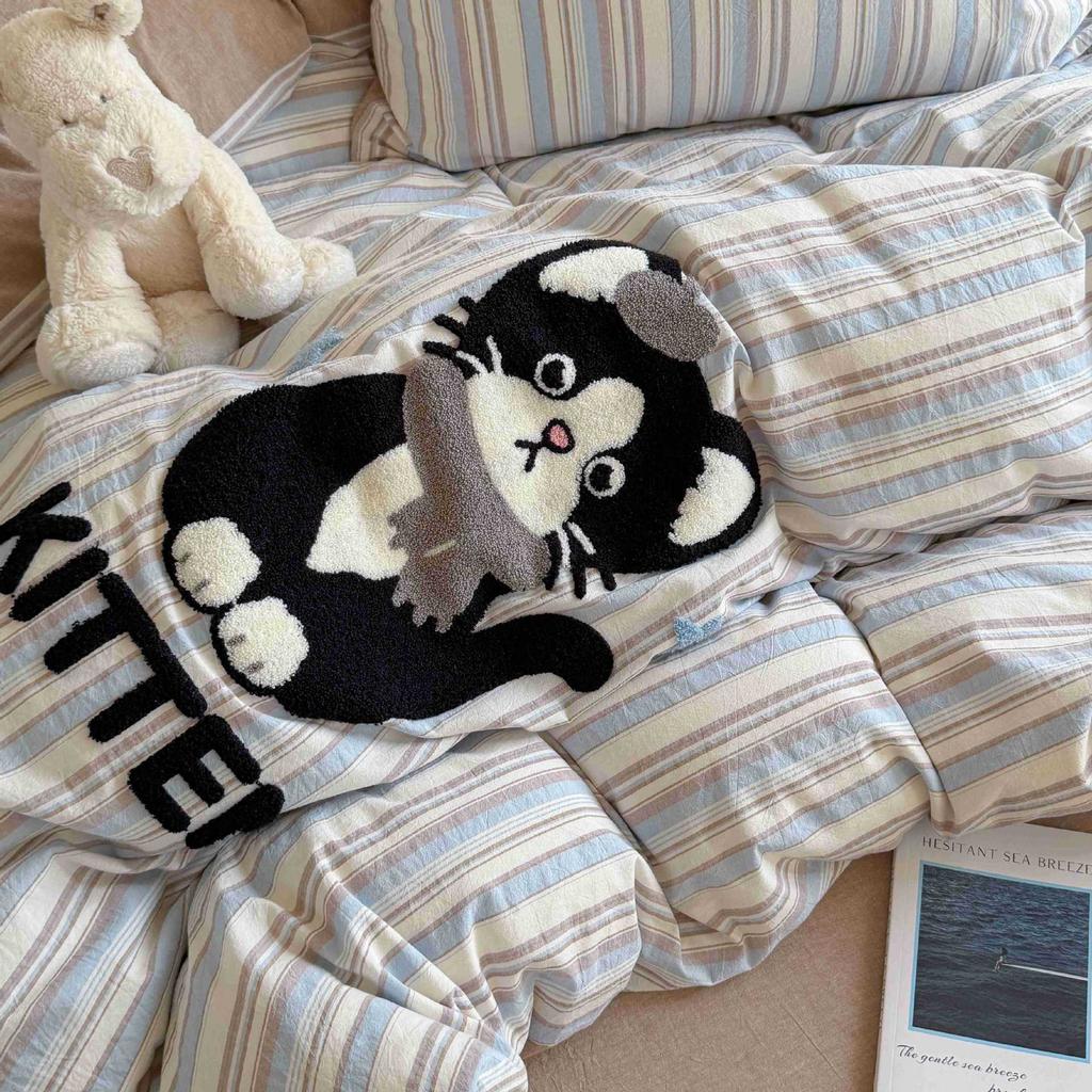 Cotton cartoon washed cotton four-piece set INS wind three-dimensional towel embroidery children's dormitory cute pure cotton three-piece set