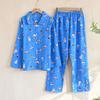 Womens Cotton Pajama Set Cartoon Long Sleeve Pants Loungewear