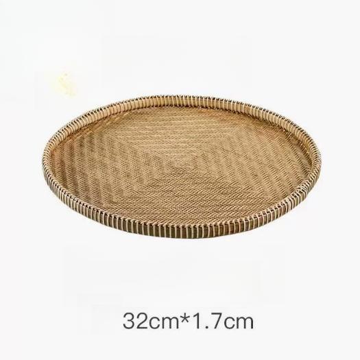 Hand-Woven Round Bamboo Sieve, Hand-painted Bamboo Raft, Dustpan, DIY Decorative Fruit Bread Basket, Kitchen Storage Tray
